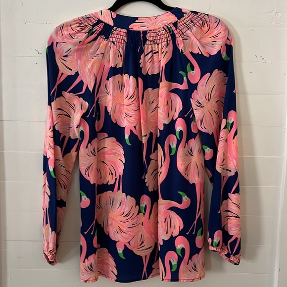 •LILLY PULITZER 100% SILK BLOUSE FLAMINGO PINK•⬇️FINAL PRICE⬇️ - Picture 7 of 11